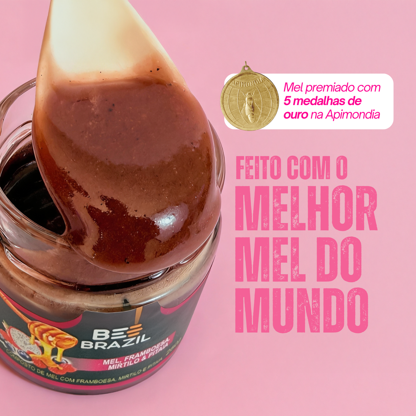 Honey+Fruits Mel com Pitaia, Framboesa e Mirtilo 250g