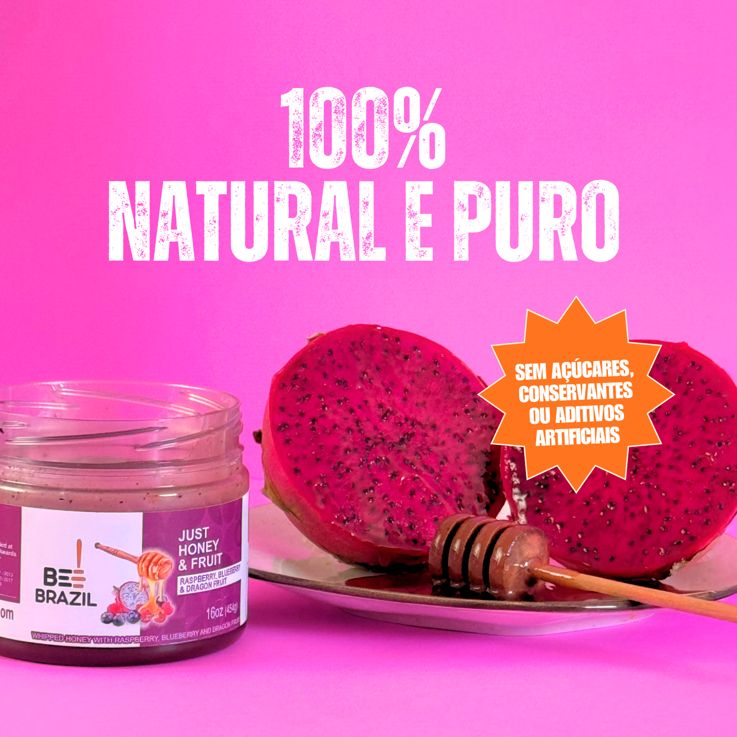 Honey+Fruits Mel com Pitaia, Framboesa e Mirtilo 250g