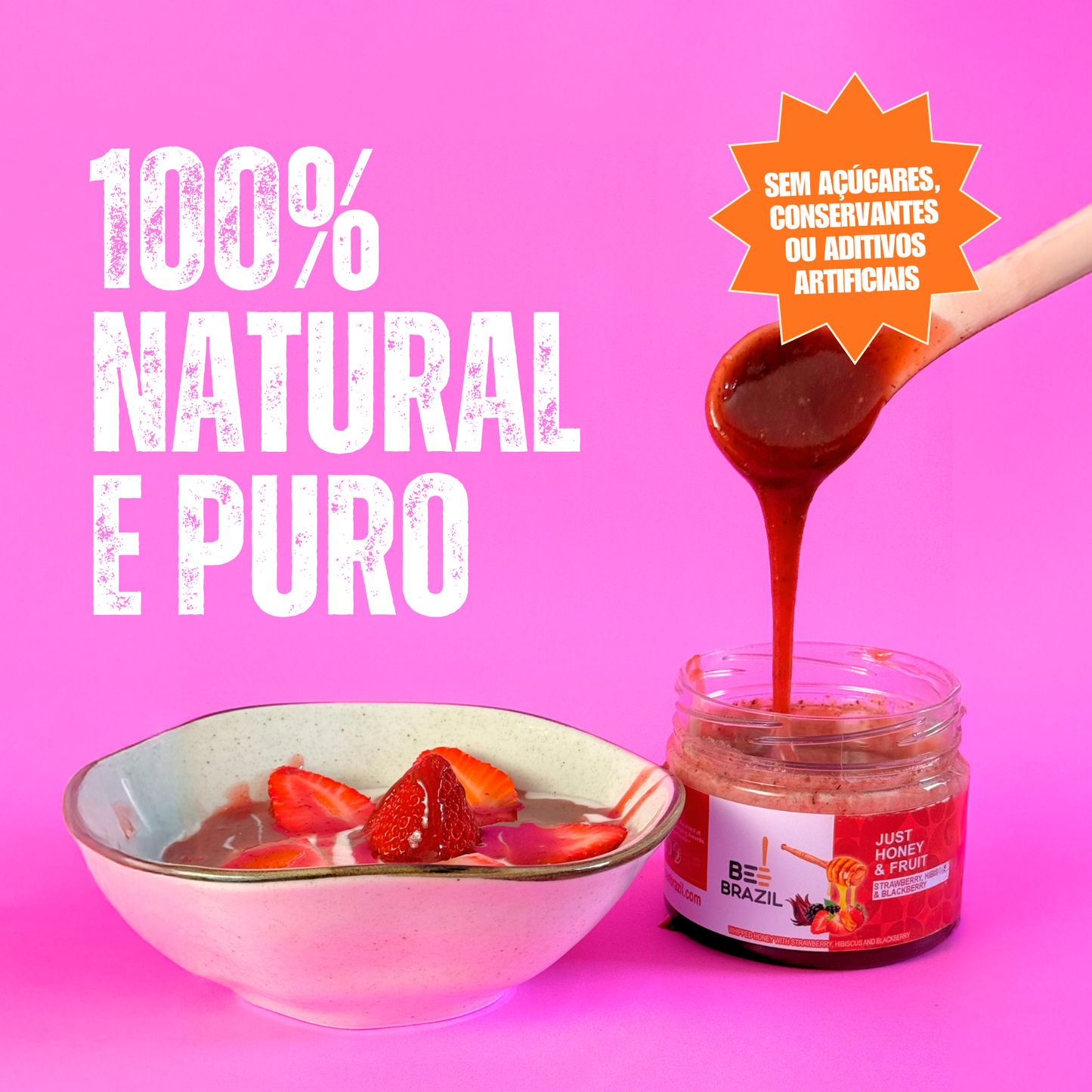 Honey+Fruits Mel com Morango e Amora e hibisco 250g