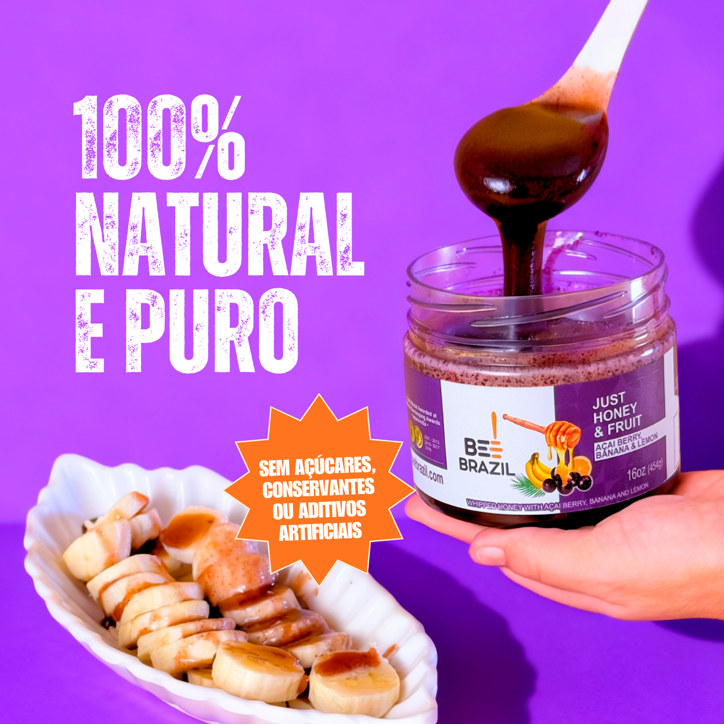 Honey+Fruits Mel com Banana, açai e limão 250g