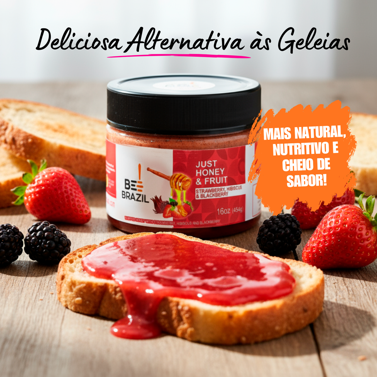 Honey+Fruits Mel com Morango e Amora e hibisco 250g