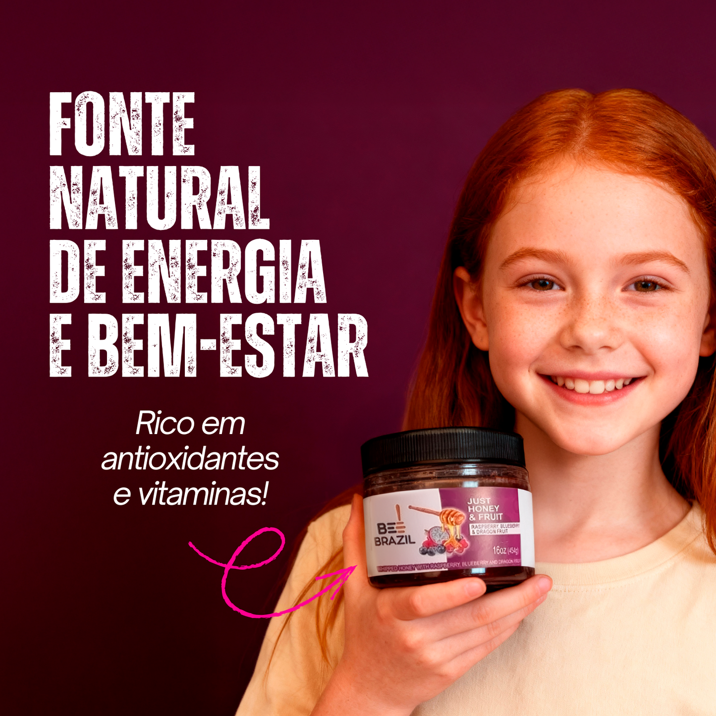 Honey+Fruits Mel com Pitaia, Framboesa e Mirtilo 250g