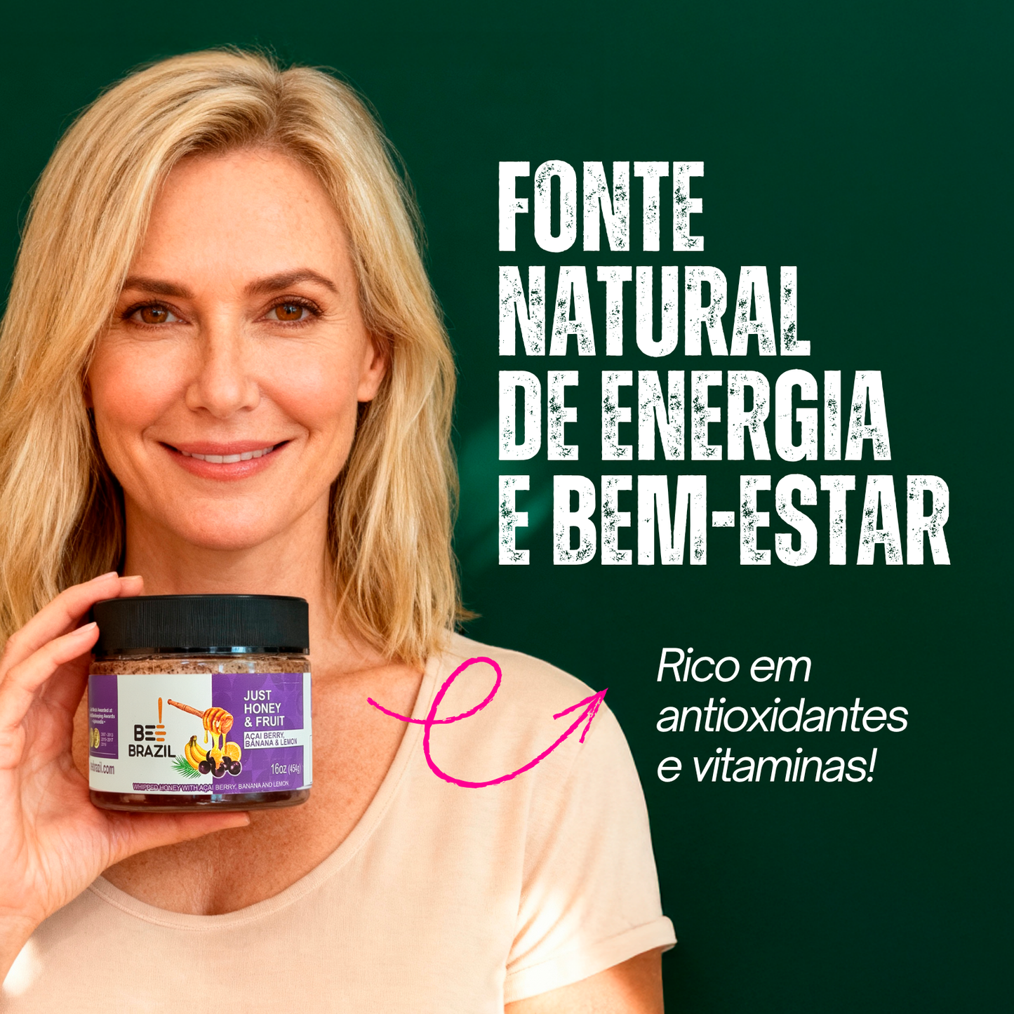 Honey+Fruits Mel com Banana, açai e limão 250g