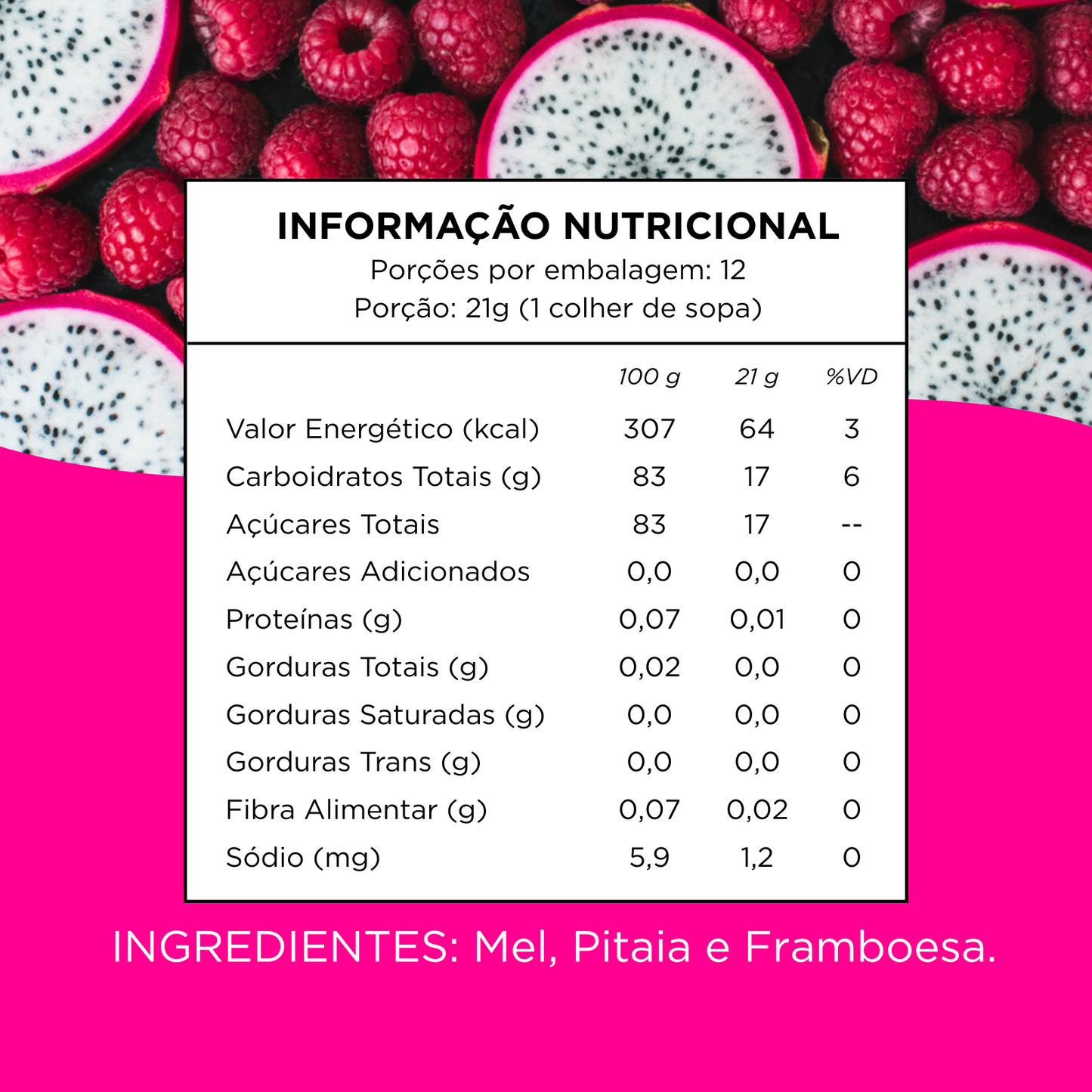 Honey+Fruits Mel com Pitaia e Framboesa 250g