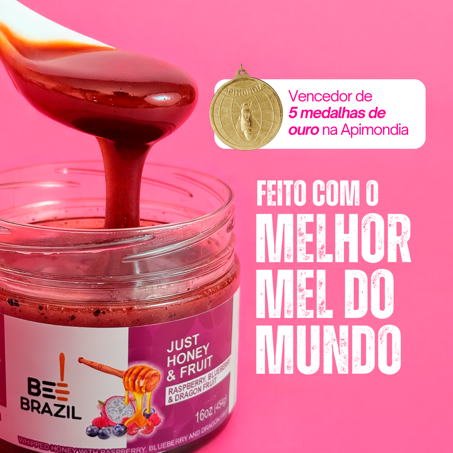 Honey+Fruits Mel com Pitaia, Framboesa e Mirtilo 250g