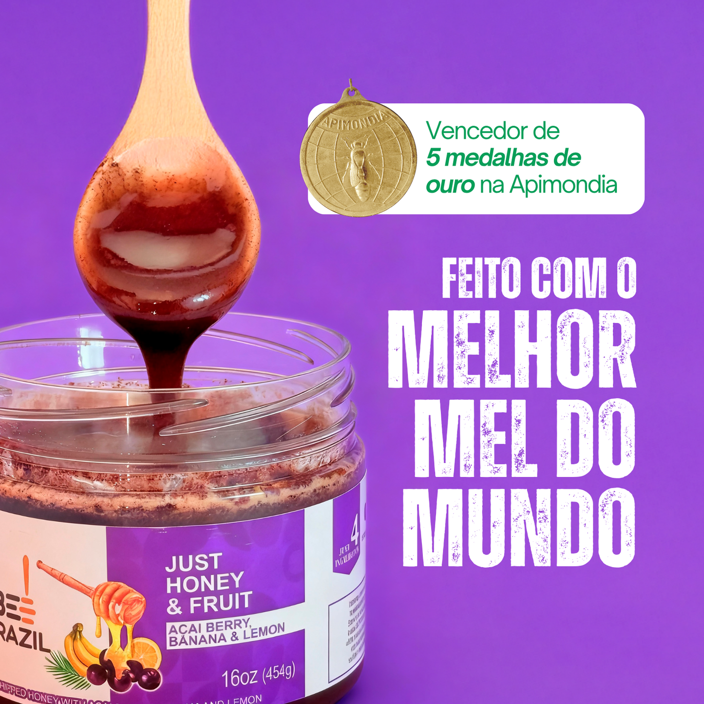 Honey+Fruits Mel com Banana, açai e limão 250g
